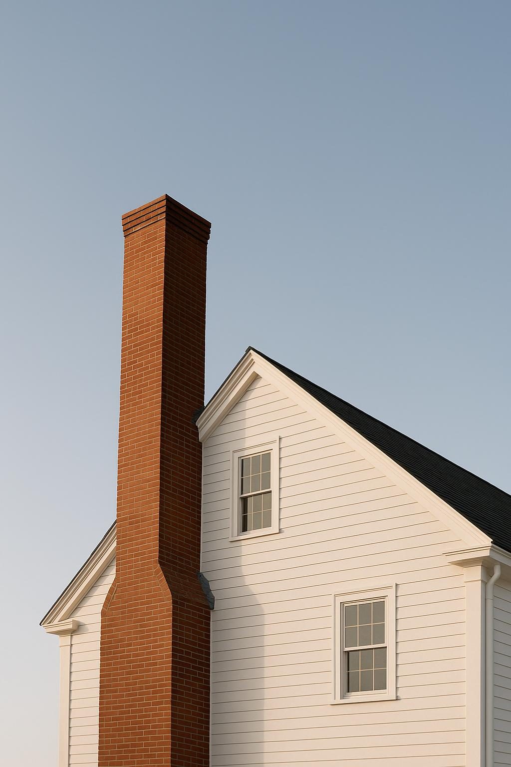 Brick chimney on a colonial house (illustration)